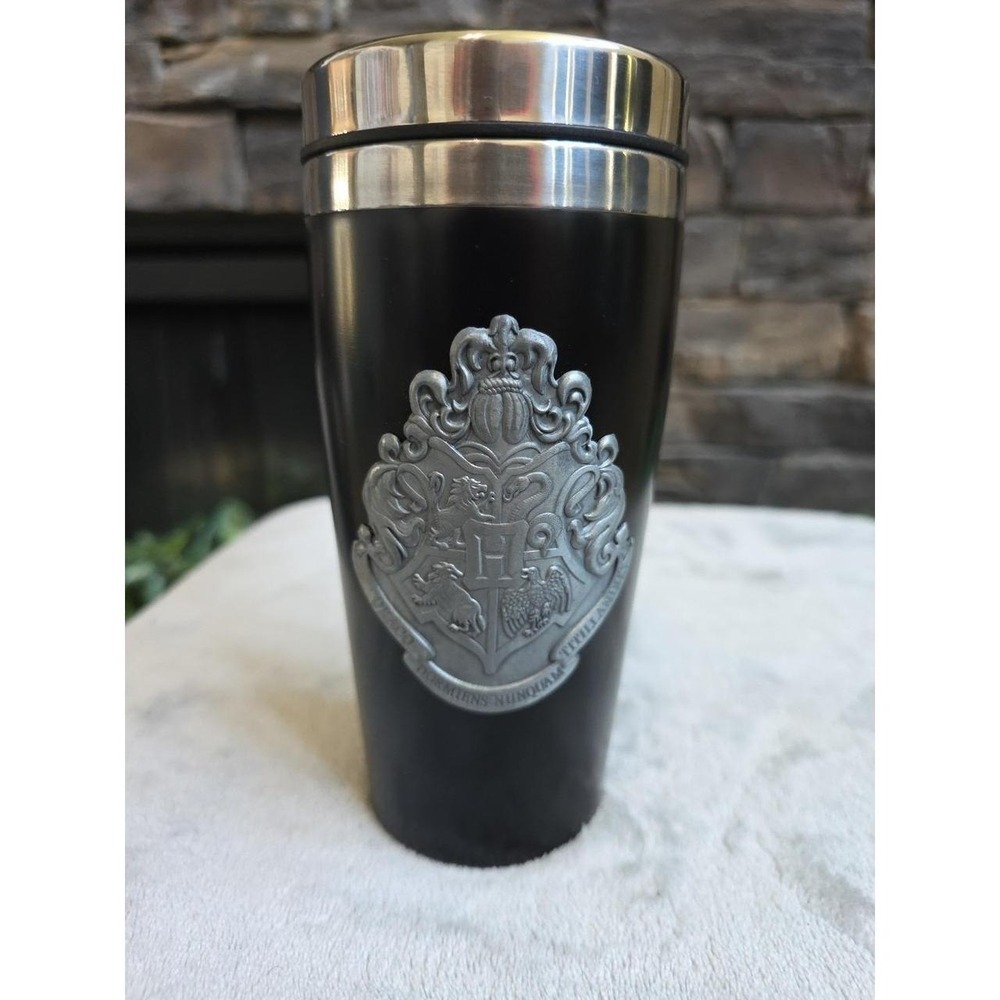 Harry Potter Hogwarts Crest Stainless Steel Black Tumbler Travel Mug Paladone